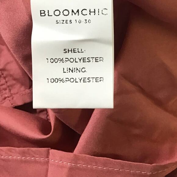 BLOOMCHIC 12 L Pink Rosette Short Sleeve V-Neck Ruffle Midi Dress NWT B91 - Picture 6 of 7